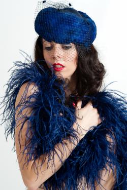 Boa en plumes d'autruche - 4 plis, 2 m - bleu nuit
